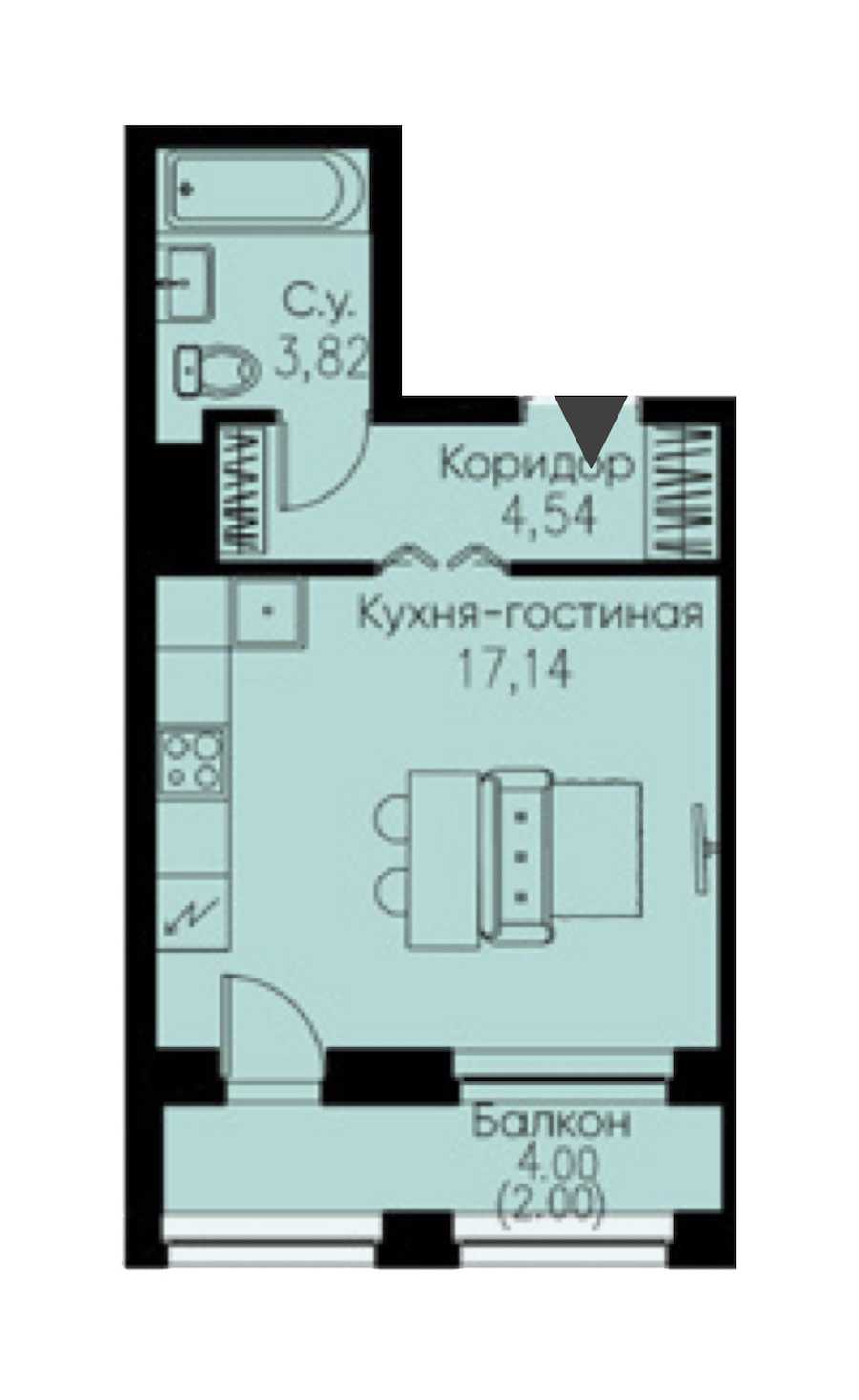 Студия в : площадь 27.5 м2 , этаж: 10 – купить в Санкт-Петербурге